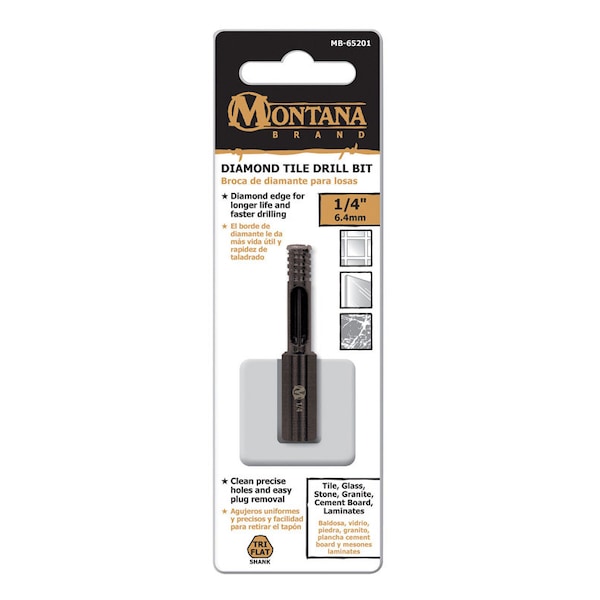 Diamond Tile Montana Brand 1/4 in. Alloy Steel Drill Bit 3-Flat Shank 1 pc - MB-65201