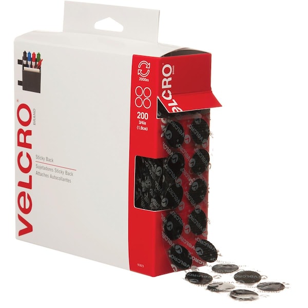 Cinta de gancho y ojo de tela de puntos negros de 0.75 pulgadas de Box Partners - Combo Pack de la marca Tape Velcro VEL152
