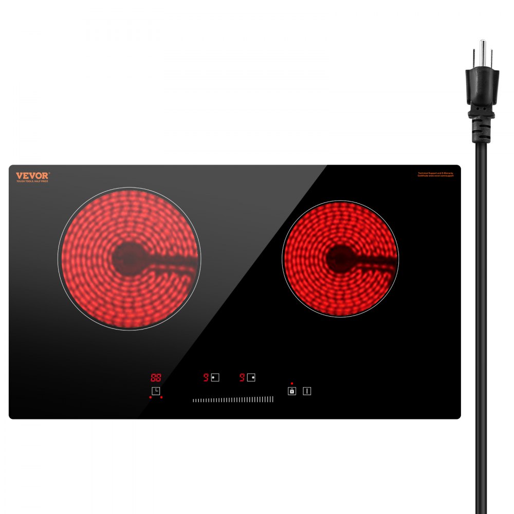 VEVOR Built-in Electric Cooktop Radiant Ceramic Cooktop 2 Burners 23.6x13.3 inch - QRSDTL24INCHUHHLFV1