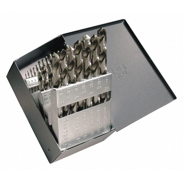 Cleveland 29PC NAS907 Type B Heavy-Duty Jobber Lngth Drill Set Cleveland 2222 Bright HSS RHS/RHC 1/16-1/2x1/64 - C70371