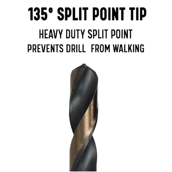 Drill America 1-1/8" HSS Black & Gold Drill Bit with Reduced 1/2" 3-Flat Shank, Contractor Series - KFD3F1-1/8