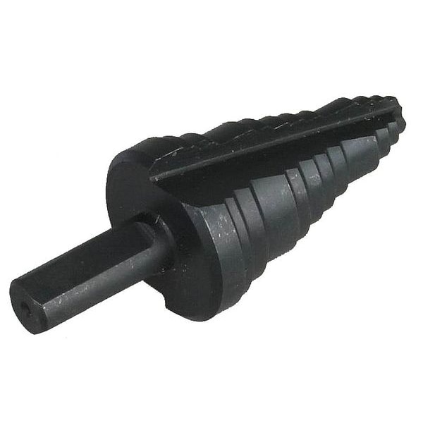 Westward Step Drill Bit, 10 Hole Sizes, 1/4 in to 1-3/8 in, 1/16 in Step Increments, Black Oxide - 6EXN5