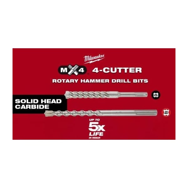 Milwaukee Tool 1-1/8 in. x 17 in. x 21 in. 4-Cutter MX4 SDS-MAX Rotary Hammer Drill Bit - 48-20-3966