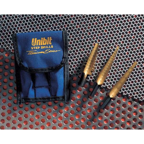 Irwin HSS Cobalt Alloy Steel Step Drill Bit Set, 3-Piece, #1, #2 & #3 - 10502CB