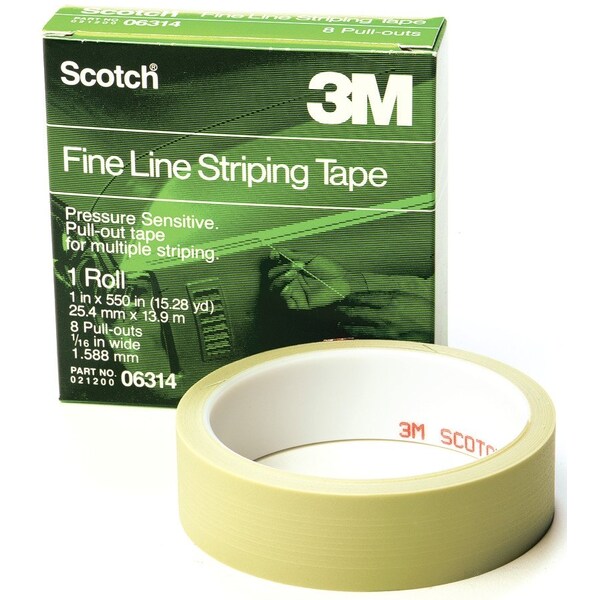 Cinta de rayas finas Scotch, 8 rollos, 06314, 1 pulgada x 550 pulgadas, 12 por caja interna, 48 por caja - 06314