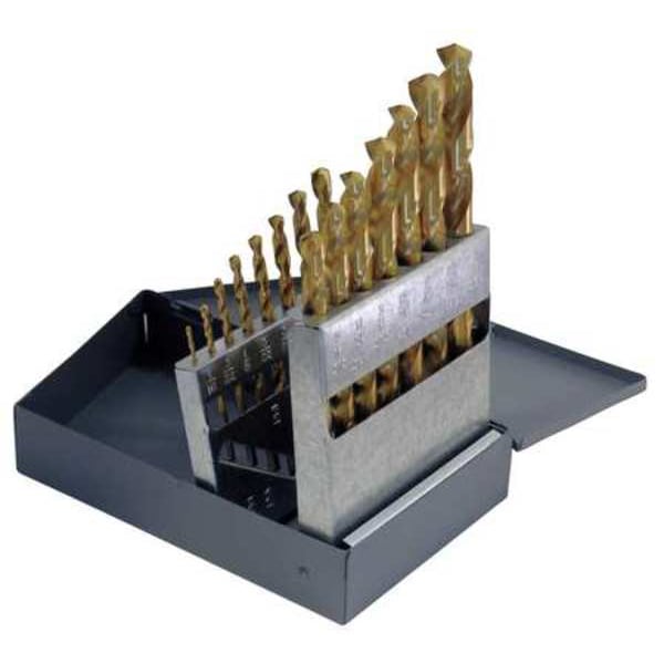 Chicago-Latrobe 15PC 135 Degree Heavy-Duty Cobalt Jobber Length Drill Set Chicago-Latrobe 550-TN TiN HSS-CO 1/16-1/2x1/32 - 69871