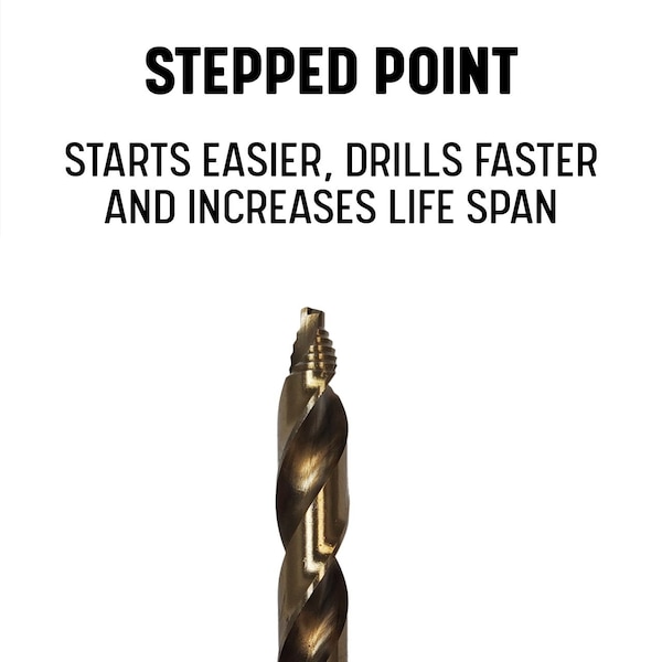 Drill America 9/32" Stepped Point Cobalt Drill Bit with 3-Flat Shank - ZO-GSC9/32