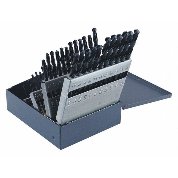 Cleveland 50PC CLE-MAX Jobber Length Drill Set Cleveland 2001G Steam Oxide HSS RHS/RHC 1mm-5.9mm - C00960