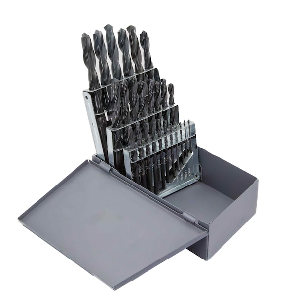 Drill America 25 Piece HSS Black Oxide Jobber Length Drill Bit Set, D/AN, 1.00mm - 13.00mm - D/A4025-SET