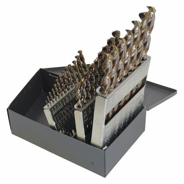 Cleveland 29PC Q-Cobalt Wide Land Parabolic Jobber Dril Set Cleveland 2075 Straw HSS-CO RHS/RHC 1/16-1/2x1/64 - C00902