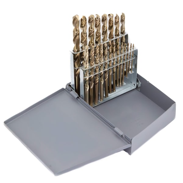 Drill America 21 Piece Cobalt Jobber Length Drill Bit Set, 1/16" - 3/8", DWDCO Series - DWD21J-CO-SET