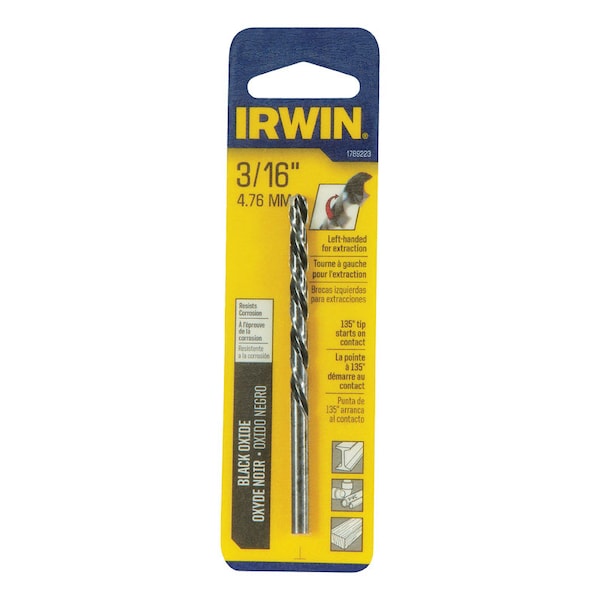 Irwin Irwin 3/16 in. X 3-1/2 in. L High Speed Steel Left Hand Drill Bit Round Shank 1 pc - 1789223