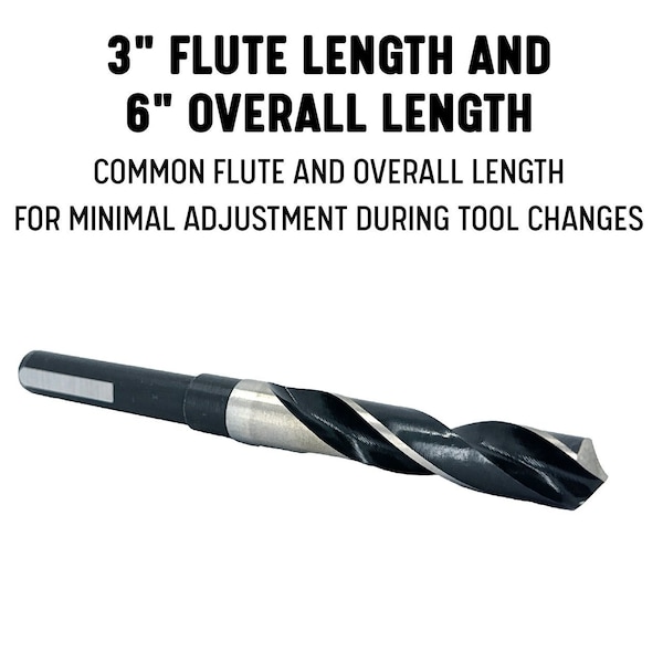 Drill America 1" Reduced Shank HSS Drill Bit 1/2" 3-Flat Shank, D/A3F Series - D/A3F1