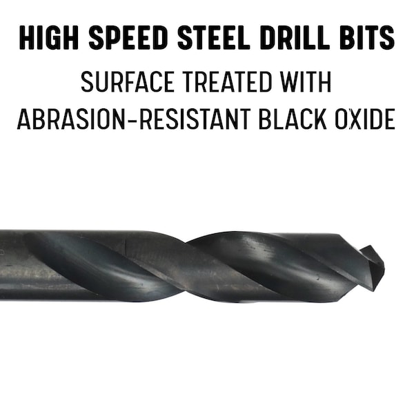 Drill America 29 Piece HSS Black Oxide Stub (Screw Machine) Split Point Drill Bit Set, D/ASP, 1/16" - 1/2" - DWD29S-SET