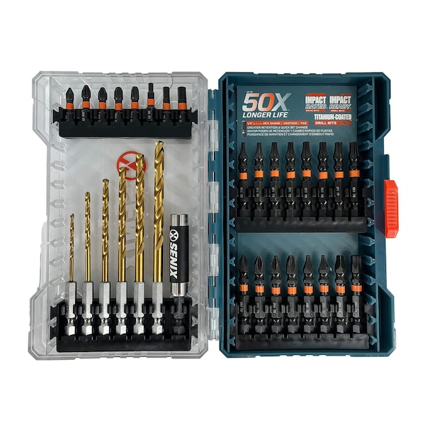 Senix 31-Piece Titanium-Coated Driver/Drill Bit Set with Magnetic Bit Holder AUDS-0001 - AUDS-0001