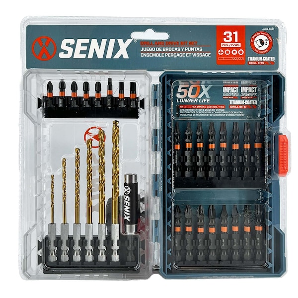 Senix 31-Piece Titanium-Coated Driver/Drill Bit Set with Magnetic Bit Holder AUDS-0001 - AUDS-0001