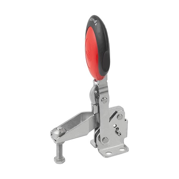 Kipp Vertical Toggle Clamps w. Safety Lock, flat foot, adj. spindle, SS - K0662.106103