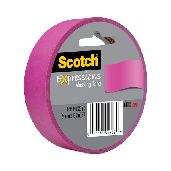 Cinta Decorativa Scotch Expressions, Núcleo de 3", 0.94" x 20 yardas, Fucsia - 3437-PNK
