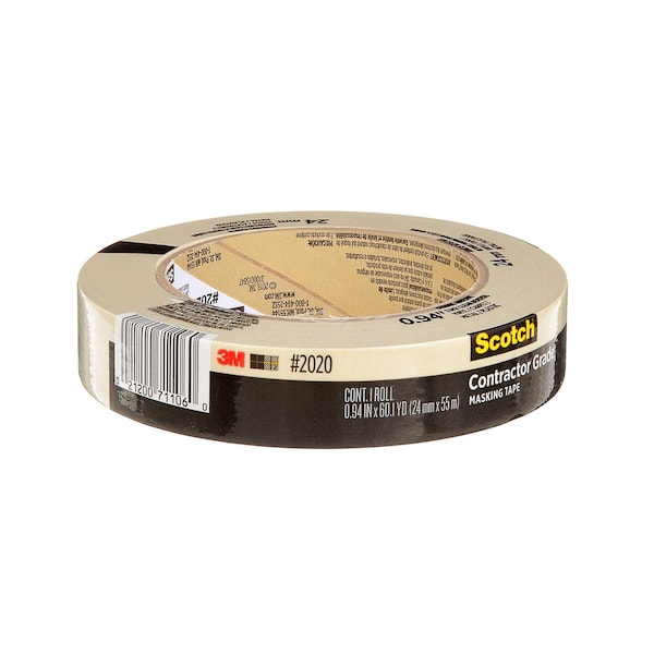 Cinta para enmascarar de grado de contratista Scotch, 0.94 pulg x 60.1 yd 24mm x 55m, paquete de 6 - 2020-24A