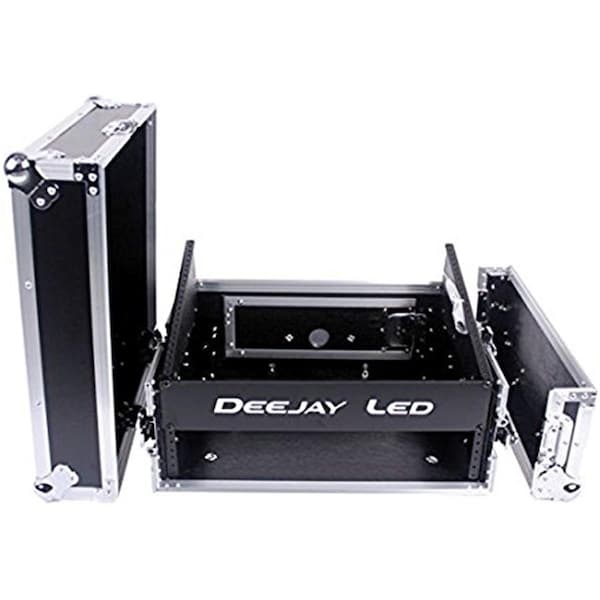 Garner Products Fly Drive Case 8u Space Slant Mixer Rack & 2 u Space Vertical Rack System with Full AC Door - TBHM802E