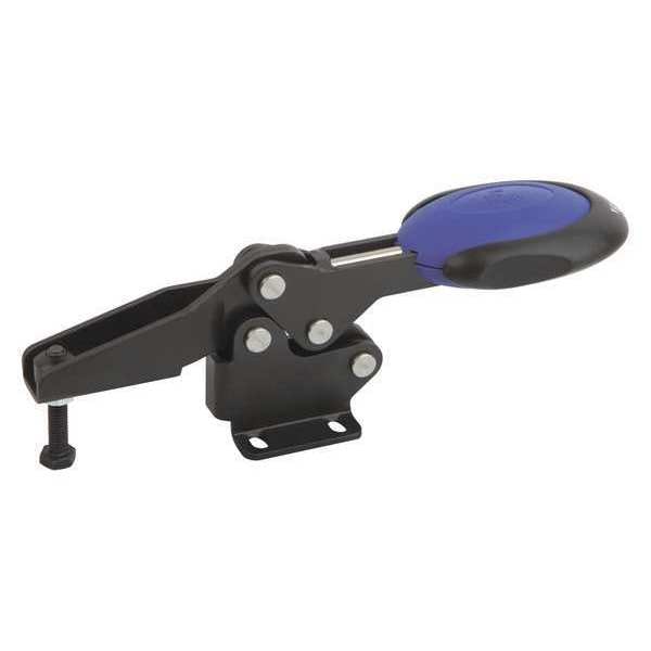 Kipp Toggle Clamp Horizontal With Safety Lock, Foot Horiz. F1=2200, Clamping Spindle M10X55, Steel, Blue - K0660.010101