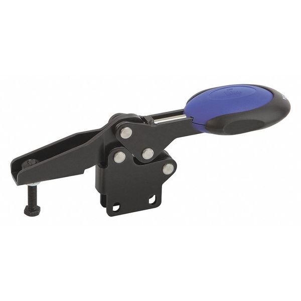 Kipp Toggle Clamp Horizontal With Safety Lock, Foot Vert. F1=2200, Clamping Spindle M10X55, Steel, Blue - K0661.010101