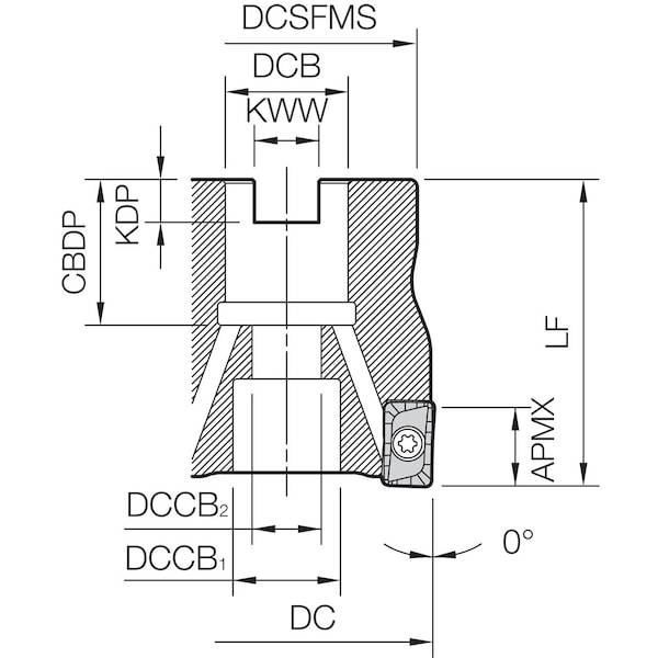 Kyocera Face Mill, MEW 2000R154T, M-FOUR 2.0000" Cutting Dia - MEW2000R154T