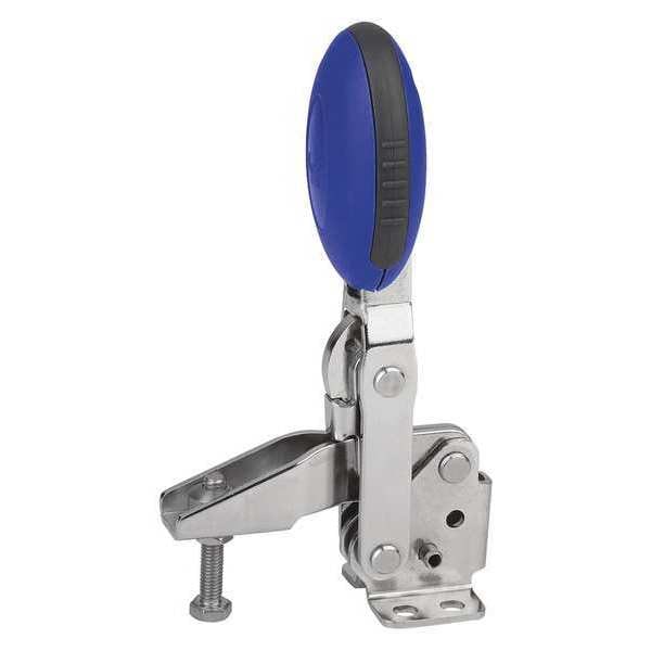 Kipp Toggle Clamp Vertical, Foot Horiz., Stainless Steel Bright, Blue - K0662.108001