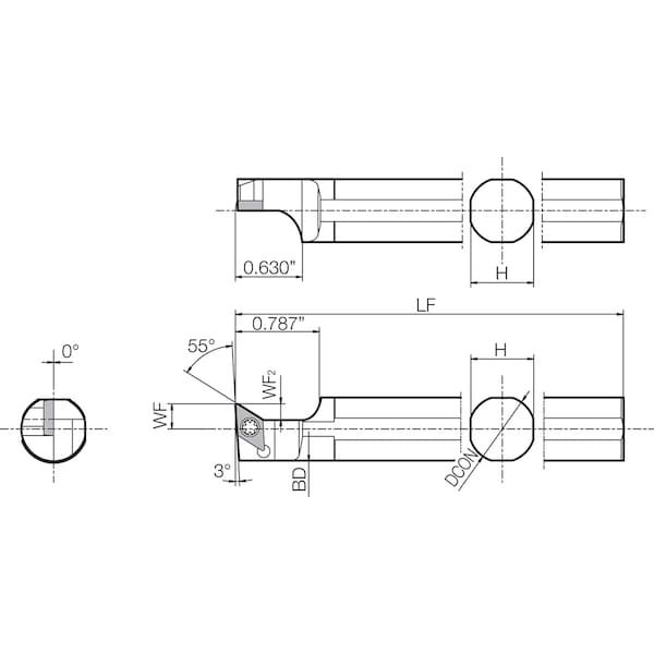 Kyocera Turning Round Shank Toolholder, S25KSDUC - S25KSDUCL11
