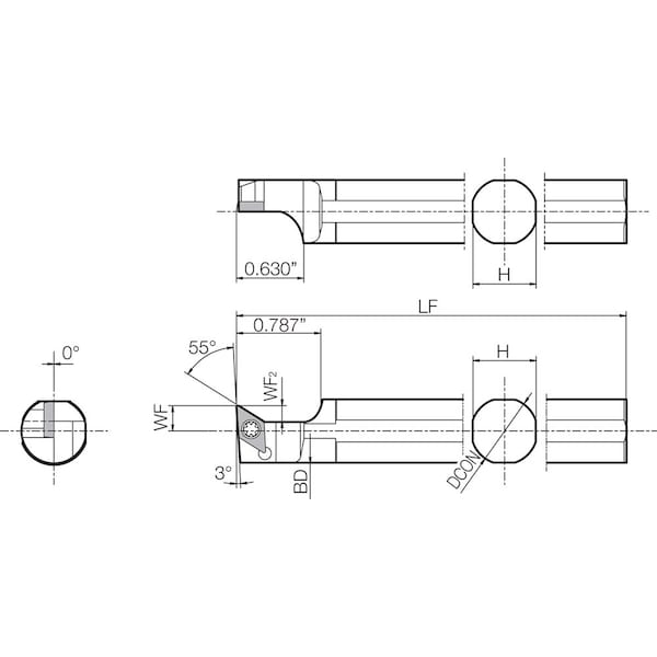 Kyocera Turning Round Shank Toolholder, S25KSDUC - S25KSDUCL11