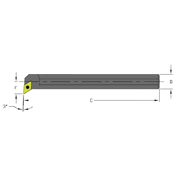 Ultra-Dex Usa Indexable Boring Bar, A06K SDUCR2, 5 in L, High Speed Steel, 55 Degrees  Diamond Insert Shape - 957-000-028