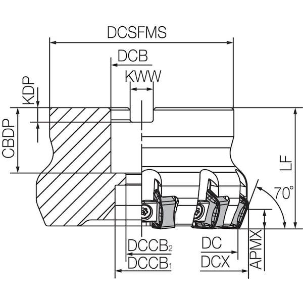 Kyocera Face Mill, MFK 3000R1110T, MFK 3.0000" Cutting Dia - MFK3000R1110T