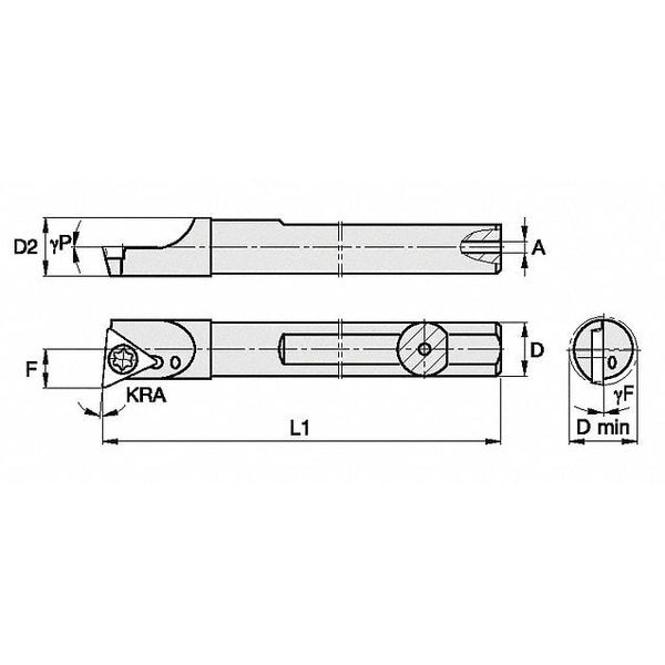 Widia Indexable Boring Bar, QSBI37555R, 5 in L, High Speed Steel, Triangle Insert Shape - QSBI37555R