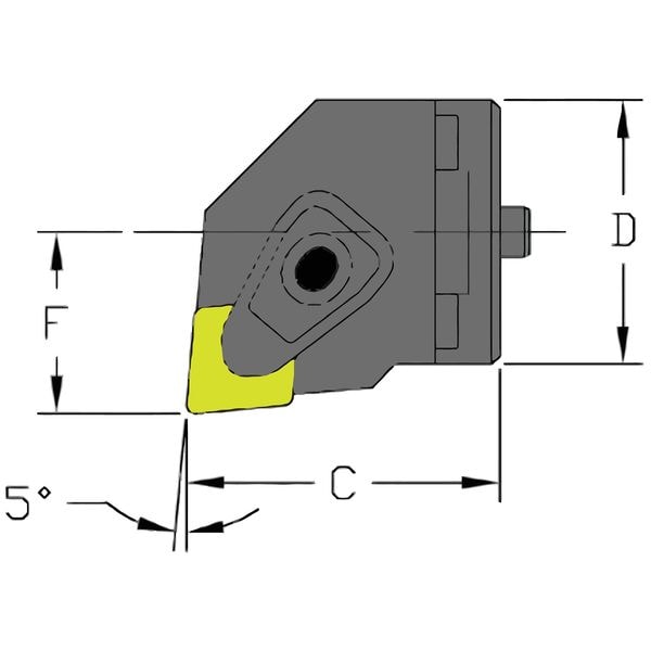 Ultra-Dex Usa Indexable Cutting Head Unit, SH20 DCLNR4, 1.4960 in L, Steel, 80 Degrees  Diamond Insert Shape - 912-000-218