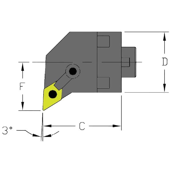Ultra-Dex Usa Indexable Cutting Head Unit, MH32 MDUNL4-CFT, 1-5/8 in L, Steel, 55 Degrees  Diamond Insert Shape - 912-000-132