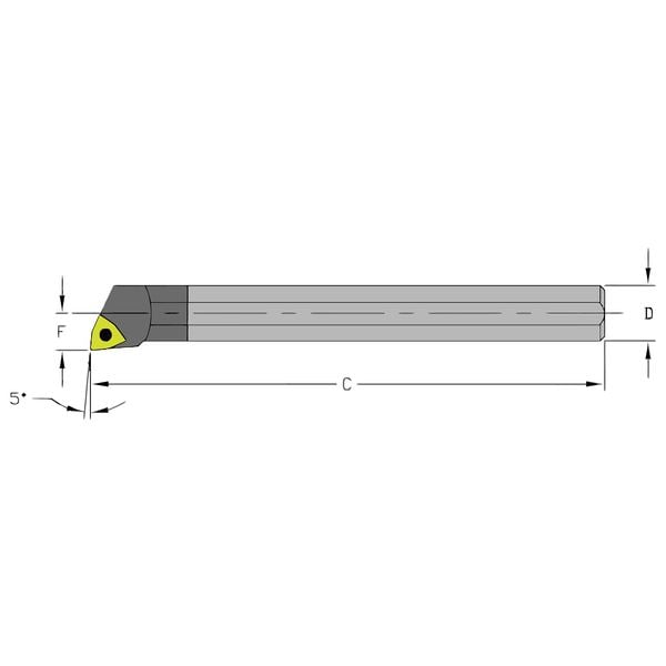Ultra-Dex Usa Indexable Boring Bar, C06M SWLCR2, 6 in L, Carbide, Trigon Insert Shape - 920-000-055