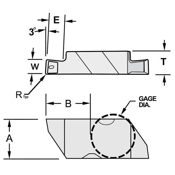 Ultra-Dex Usa Parting and Grooving Insert, Top Notch, NG, 0.0350 in, Carbide - 913-000-330