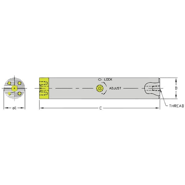 Ultra-Dex Usa Indexable Boring Bar, SCFT B2500-27, 27 in L, Steel - 910-000-075