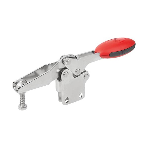 Kipp Horizontal Toggle Clamps, straight foot and adj. spindle, stainless - K0661.105003