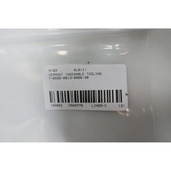 Vermont Indexable Tooling Tool Holder - T-0592-0813-0866-30 V11048A