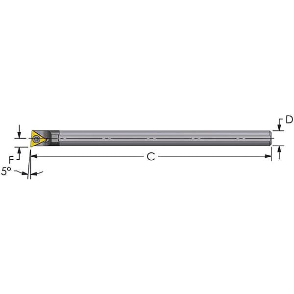 Ultra-Dex Usa Indexable Boring Bar, C5-C6, 6" L, Carbide - 915-000-035