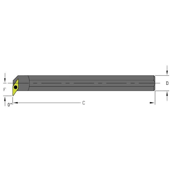 Ultra-Dex Usa Indexable Boring Bar, S10Q SVFBR2, 7 in L, High Speed Steel, 35 Degrees  Diamond Insert Shape - 957-000-332