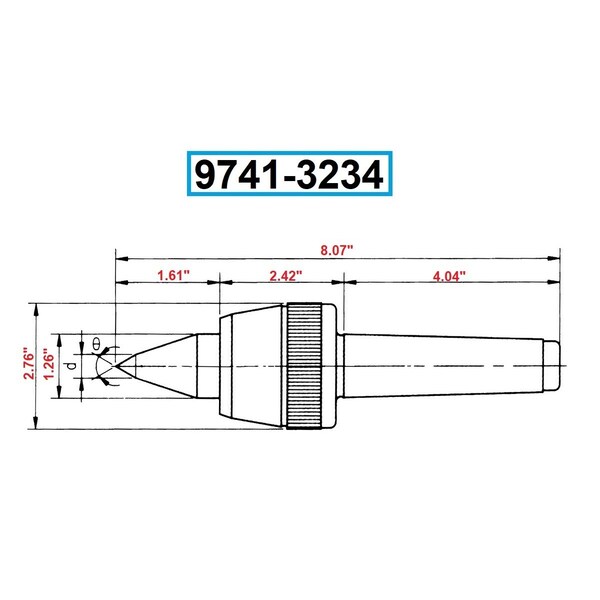 Hhip Harlingen MT4 Precision High Speed CNC A-Type Live Center - 9741-3234
