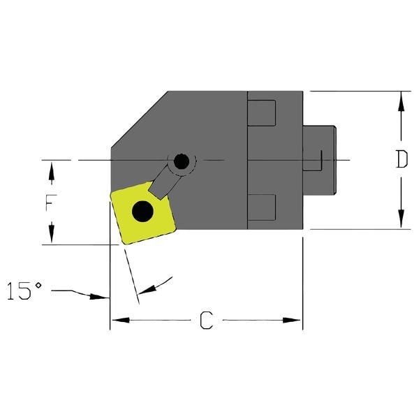 Ultra-Dex Usa Indexable Cutting Head Unit, MH24 MSKNL4-CFT, 1.7440 in L, Steel, Square Insert Shape - 912-000-061