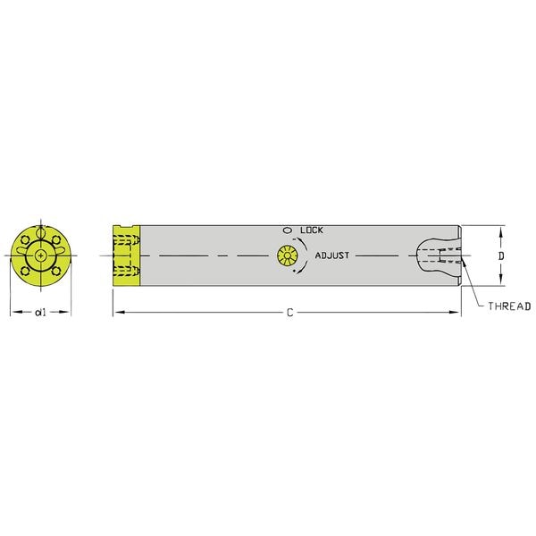 Ultra-Dex Usa Indexable Boring Bar, CFT B1500-9, 9 in L, Steel - 910-000-013