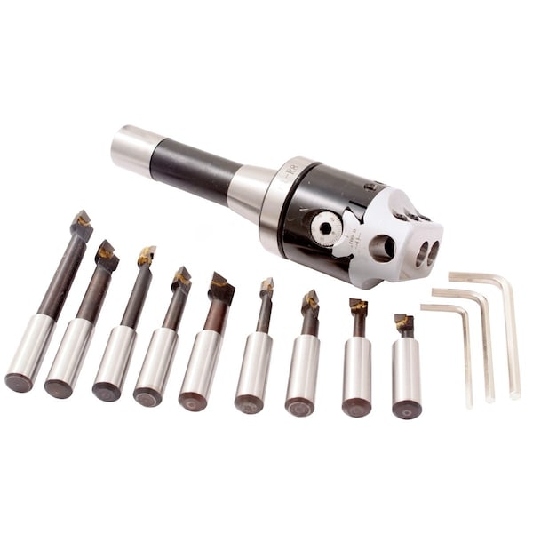 Hhip 3 Piece Boring Tool Set With 2" Head R8 Shank & 1/2" Boring Bar Set - 1001-0106