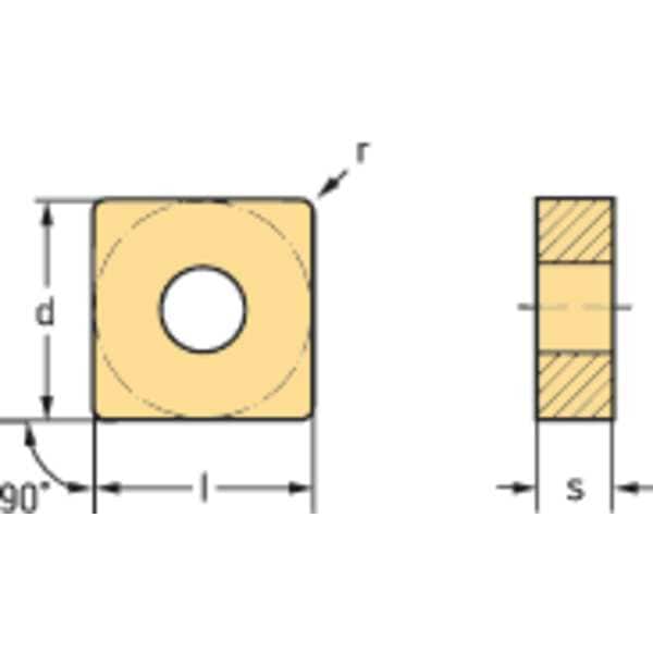 Walter Square Turning Insert, Square, 4, SNMG, 2, Carbide - SNMG120408-MK5 WKK10S