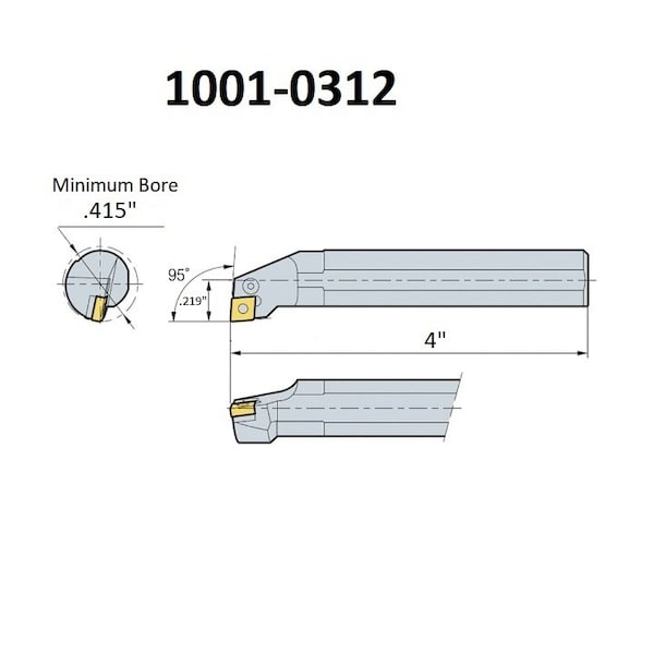 Hhip 5/16" A0H5 SCLCR2 Coolant Thru Indexable Boring Bar - 1001-0312
