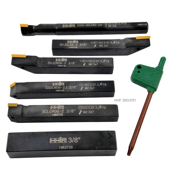H & H Industrial Products 6 Piece 3/8" Mini Turning & Boring Tool Holder Set - 2003-0701