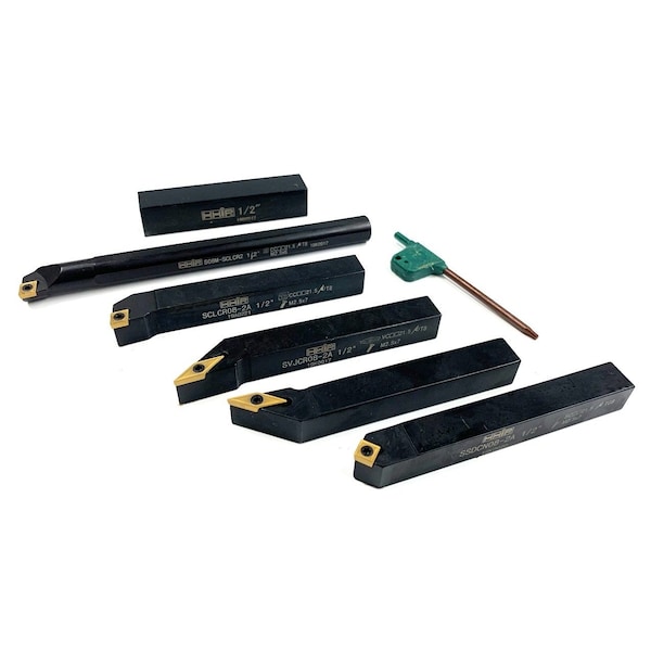 H & H Industrial Products 6 Piece 1/2" Shank Indexable Turning Tool Holder Set - 2003-0705